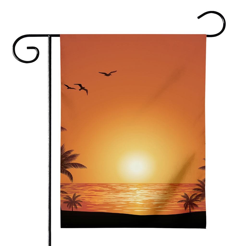 Palm Tree Beach Sunset Print House Flag