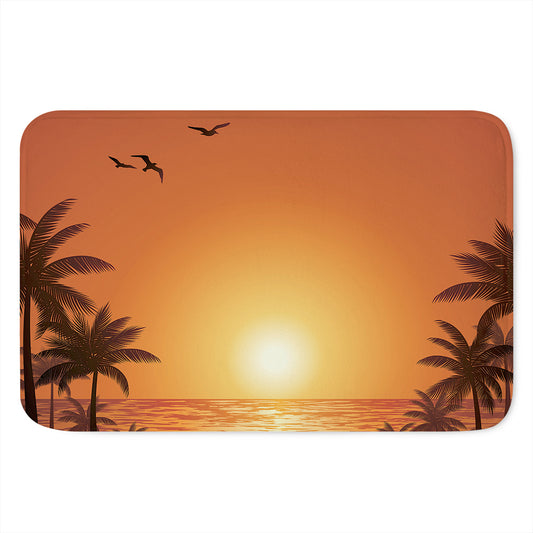 Palm Tree Beach Sunset Print Indoor Door Mat