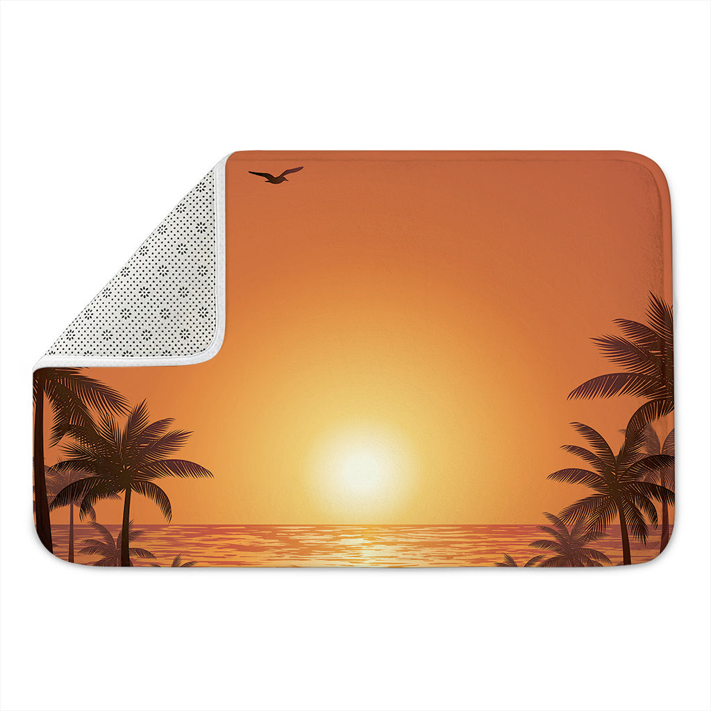 Palm Tree Beach Sunset Print Indoor Door Mat