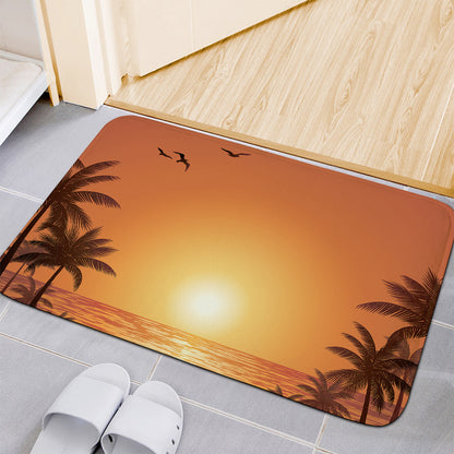 Palm Tree Beach Sunset Print Indoor Door Mat