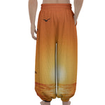 Palm Tree Beach Sunset Print Lantern Pants