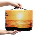 Palm Tree Beach Sunset Print Leather Bible Cover