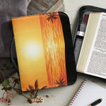 Palm Tree Beach Sunset Print Leather Bible Cover