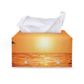 Palm Tree Beach Sunset Print Leather Tissue Box Cover