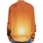 Palm Tree Beach Sunset Print Long Sleeve Baseball Jersey