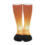 Palm Tree Beach Sunset Print Long Socks