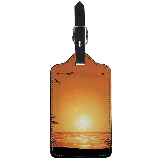 Palm Tree Beach Sunset Print Luggage Tag