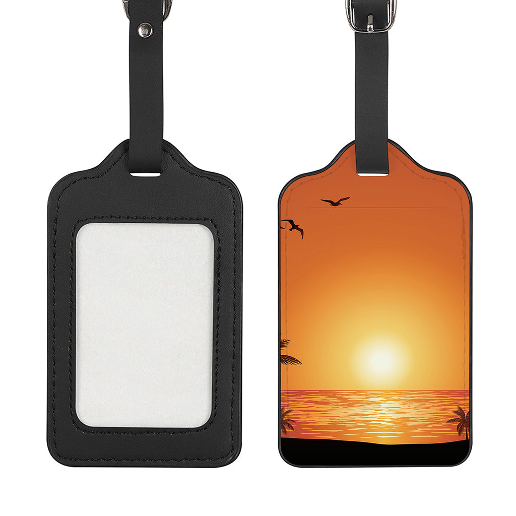 Palm Tree Beach Sunset Print Luggage Tag