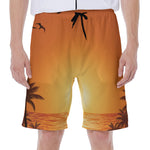 Palm Tree Beach Sunset Print Men's Beach Shorts