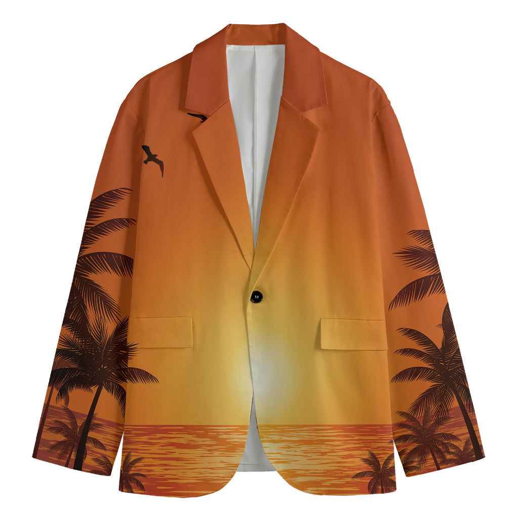 Palm Tree Beach Sunset Print Men's Blazer