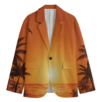 Palm Tree Beach Sunset Print Men's Blazer