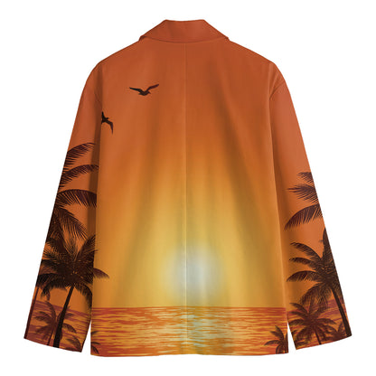 Palm Tree Beach Sunset Print Men's Blazer