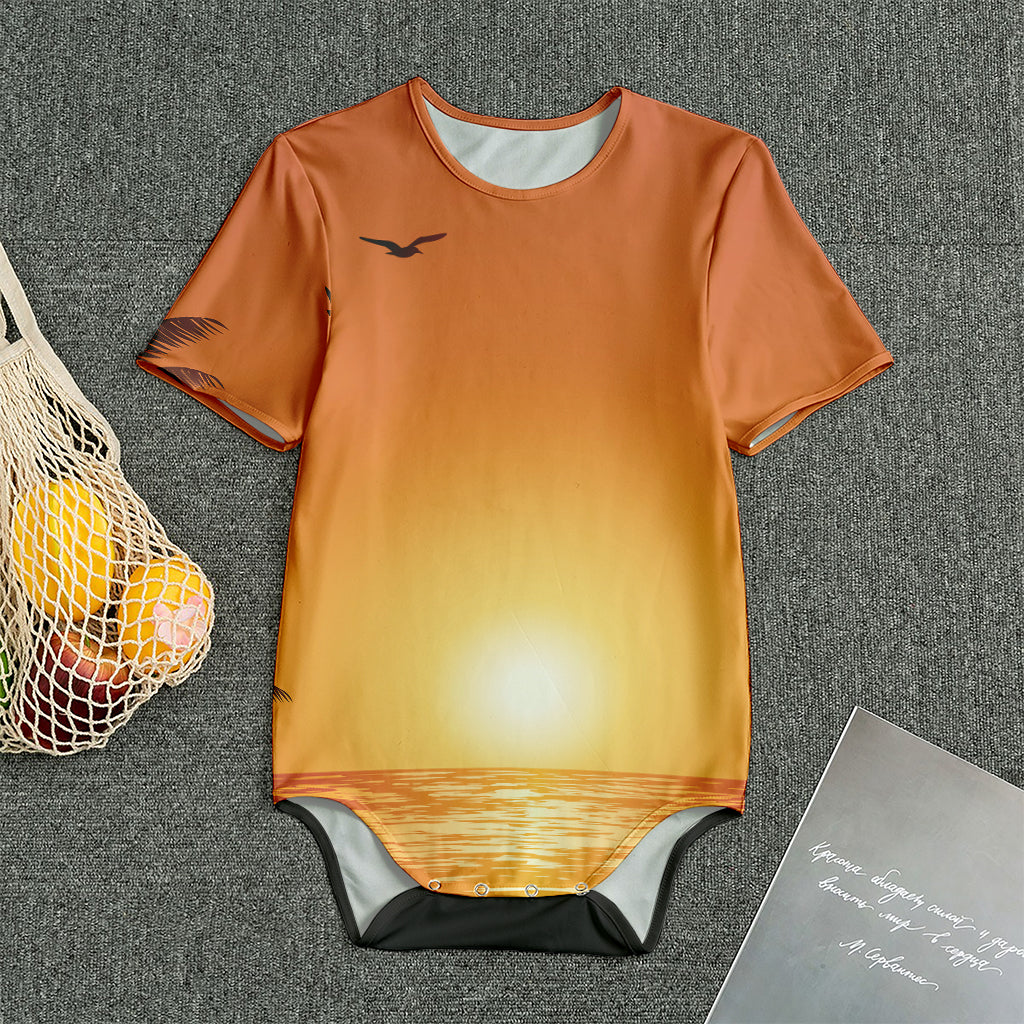 Palm Tree Beach Sunset Print Men's Bodysuit