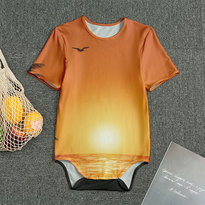 Palm Tree Beach Sunset Print Men's Bodysuit