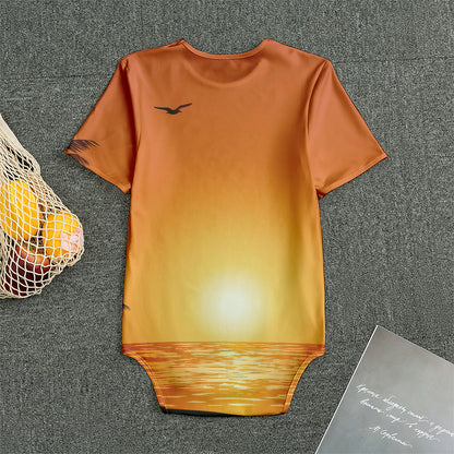 Palm Tree Beach Sunset Print Men's Bodysuit
