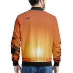 Palm Tree Beach Sunset Print Men's Bomber Jacket