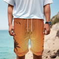 Palm Tree Beach Sunset Print Men's Cargo Shorts