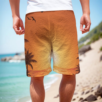 Palm Tree Beach Sunset Print Men's Cargo Shorts