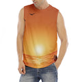 Palm Tree Beach Sunset Print Men's Fitness Tank Top