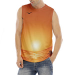 Palm Tree Beach Sunset Print Men's Fitness Tank Top