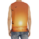 Palm Tree Beach Sunset Print Men's Fitness Tank Top