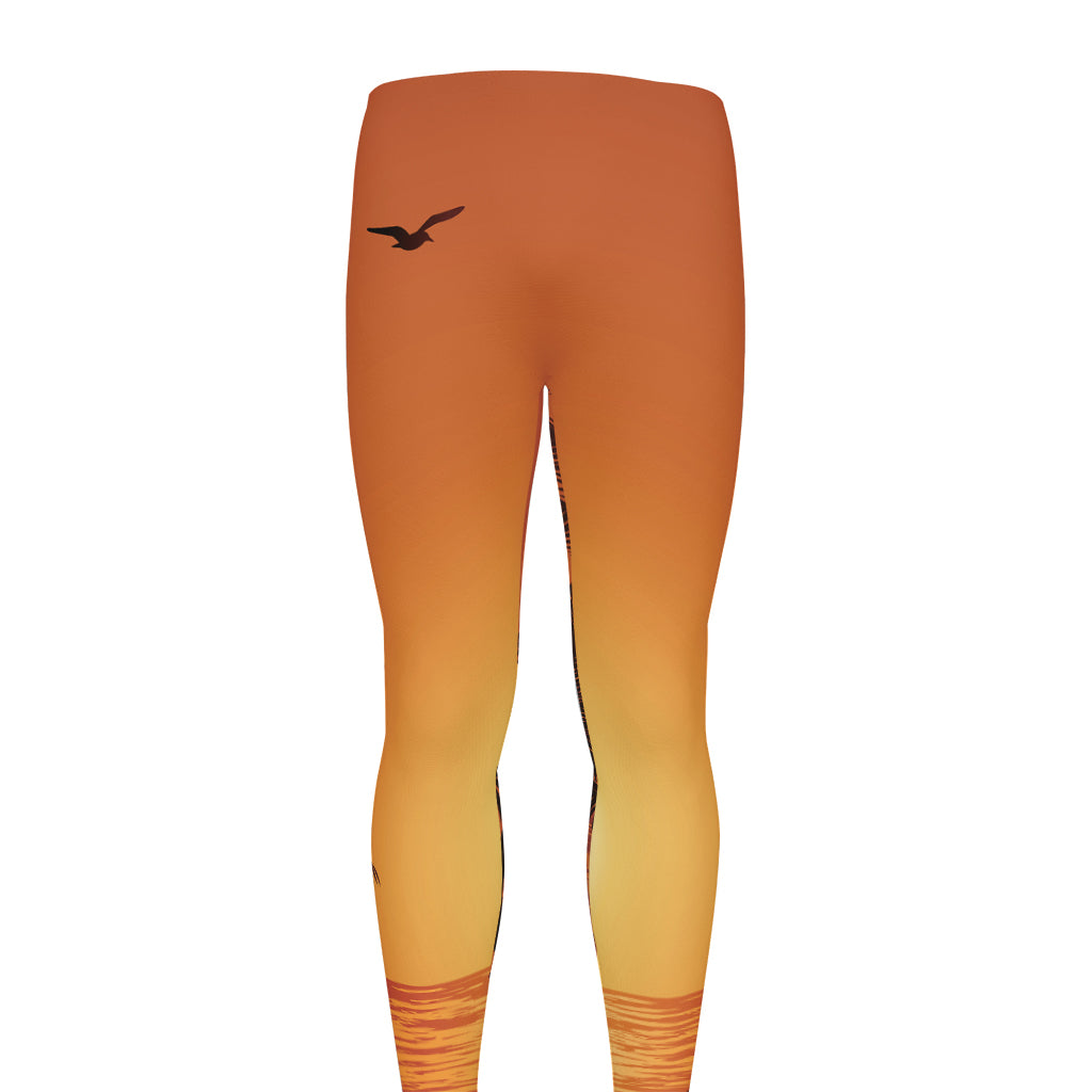 Palm Tree Beach Sunset Print Men's leggings