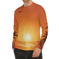 Palm Tree Beach Sunset Print Men's Long Sleeve Rash Guard