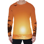 Palm Tree Beach Sunset Print Men's Long Sleeve T-Shirt