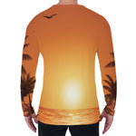 Palm Tree Beach Sunset Print Men's Long Sleeve T-Shirt