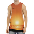 Palm Tree Beach Sunset Print Men's Muscle Tank Top