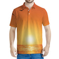 Palm Tree Beach Sunset Print Men's Polo Shirt
