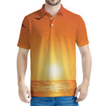 Palm Tree Beach Sunset Print Men's Polo Shirt