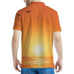 Palm Tree Beach Sunset Print Men's Polo Shirt