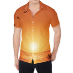 Palm Tree Beach Sunset Print Men's Shirt
