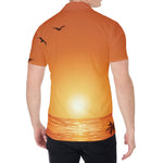Palm Tree Beach Sunset Print Men's Shirt