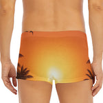 Palm Tree Beach Sunset Print Men's Short Boxer Briefs