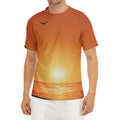 Palm Tree Beach Sunset Print Men's Short Sleeve Rash Guard