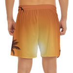 Palm Tree Beach Sunset Print Men's Split Running Shorts