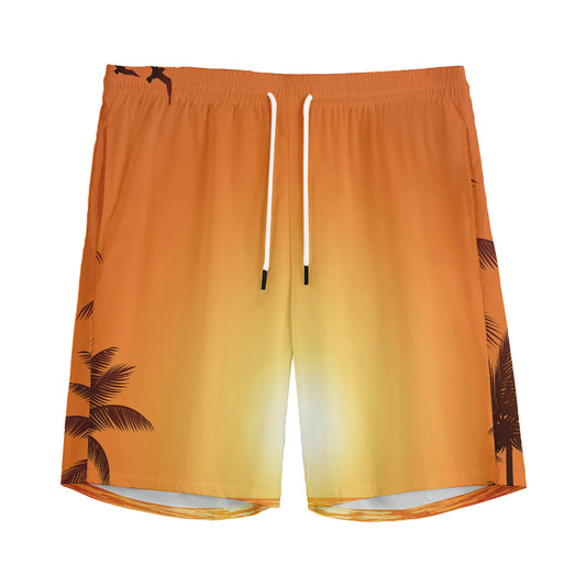 Palm Tree Beach Sunset Print Men's Sports Shorts