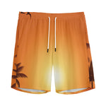 Palm Tree Beach Sunset Print Men's Sports Shorts