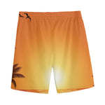 Palm Tree Beach Sunset Print Men's Sports Shorts