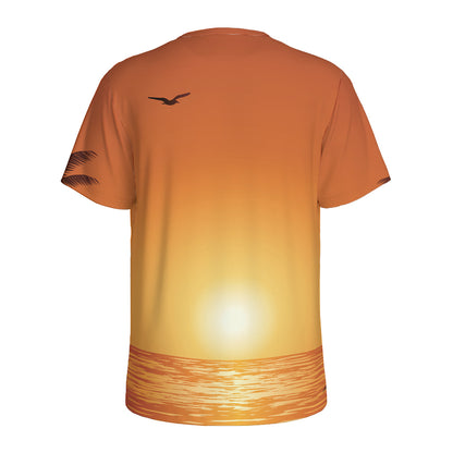 Palm Tree Beach Sunset Print Men's Sports T-Shirt