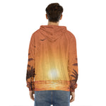 Palm Tree Beach Sunset Print Men's Velvet Pullover Hoodie