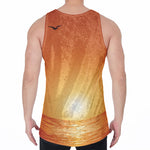 Palm Tree Beach Sunset Print Men's Velvet Tank Top