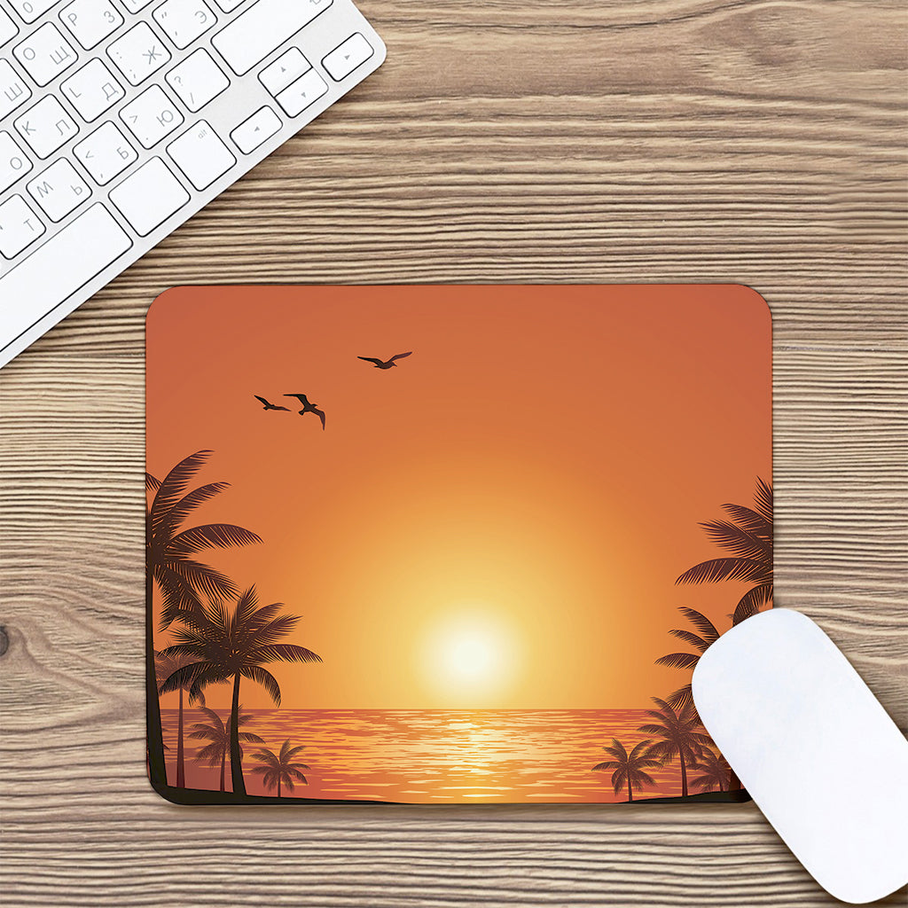 Palm Tree Beach Sunset Print Mouse Pad