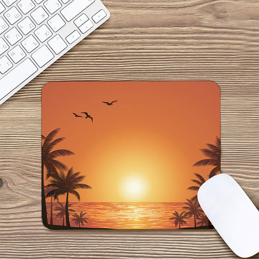 Palm Tree Beach Sunset Print Mouse Pad