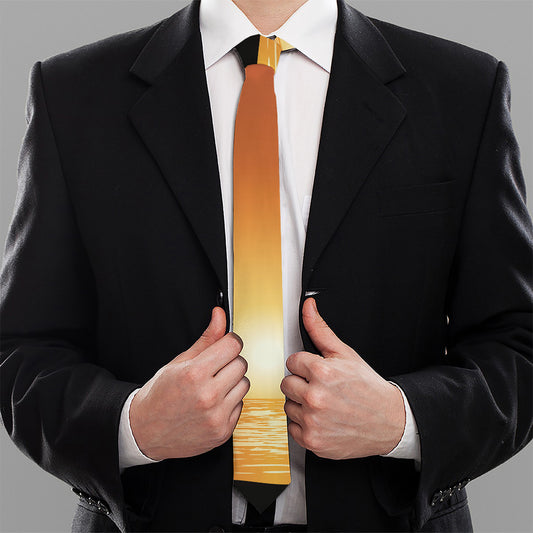 Palm Tree Beach Sunset Print Necktie