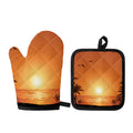 Palm Tree Beach Sunset Print Oven Mitt And Pot Holder Set