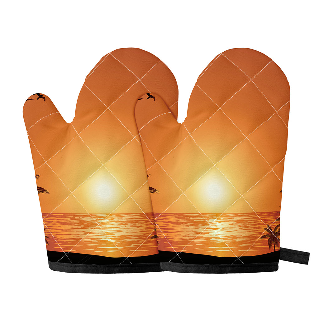 Palm Tree Beach Sunset Print Oven Mitts