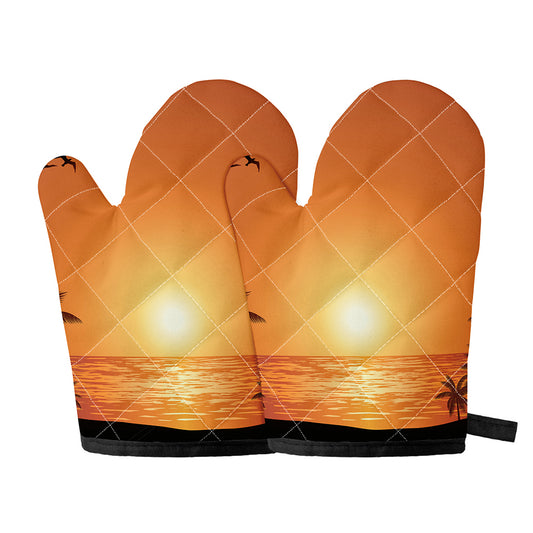 Palm Tree Beach Sunset Print Oven Mitts